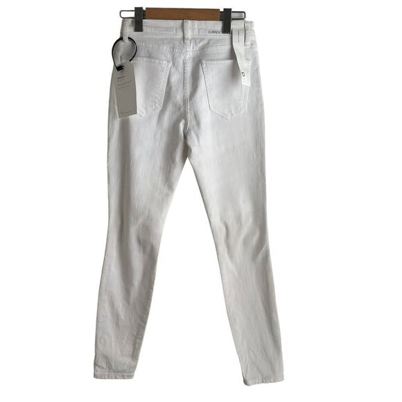 Current / Elliott The High Waist Stiletto White Distressed Jeans Size 24 - Picture 2 of 7